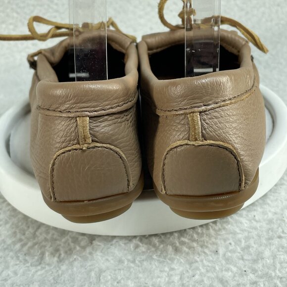 Minnetonka Moccasins Shoes Womens Size 8 Cream Leather Lace Tie Cushioned - Picture 3 of 9